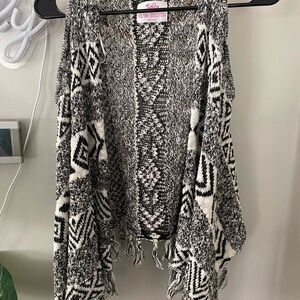 Justice Black and White Patterned Poncho